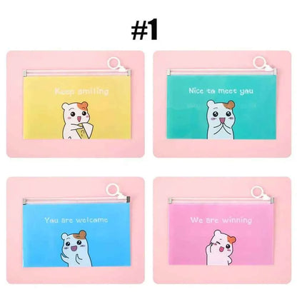 4Pcs Cartoon Mask Cover Bag Portable Facemask Holder Face Mask Storage Case Save Mask Zipper Bags Bills Files Bag Pencil Bags