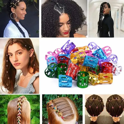100/500pcs Gold Silver Dreadlock Hair Rings Adjustable Cuff Clip Hair Braids Dirty Braids Beads Hairpin Jewelry Hair Accessories - Shello's Creative Boutique