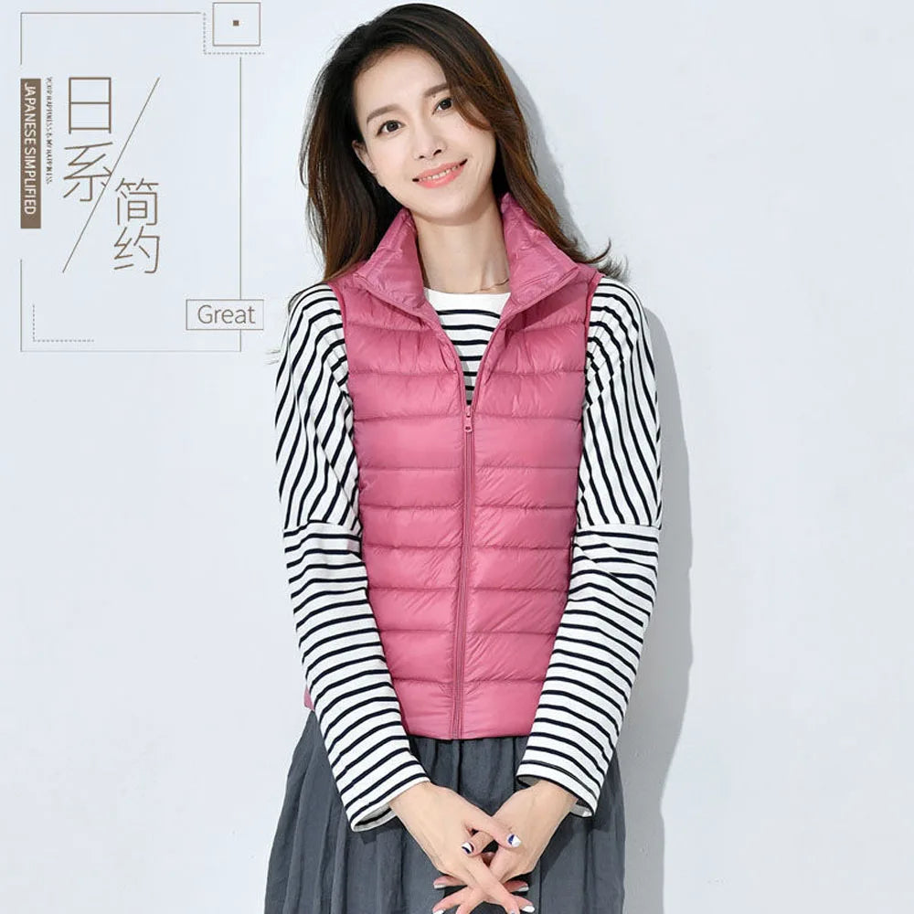 Women's Ultra Light Down Vest – Slim Sleeveless Windproof Gilet Jacket