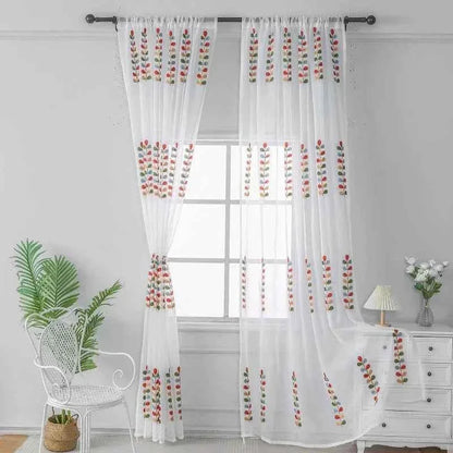 Boho Sheer Curtains for Living Room - Light Filtering Window Drapes, 2 Panels - Shello's Creative Boutique