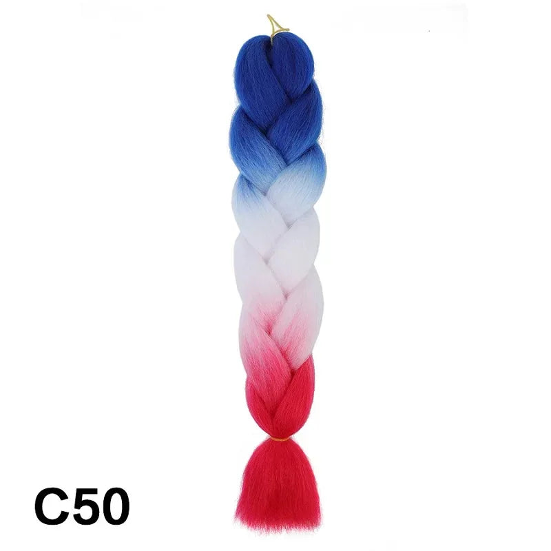 24 Inch Jumbo Braiding Hair - Rainbow Ombre Synthetic Extensions - Shello's Creative Boutique