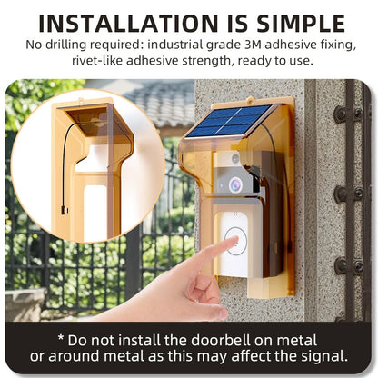 Outdoor Wireless Solar Doorbell Camera with WiFi & Waterproof Cover