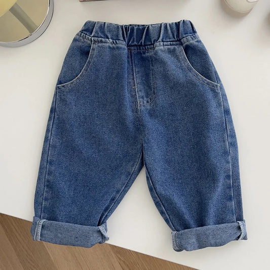 Amya Baby Boys' Vintage School Pants – Toddler Solid Color Elastic Waist Jeans (Ages 7M–6Y) Shello's Creative Boutique
