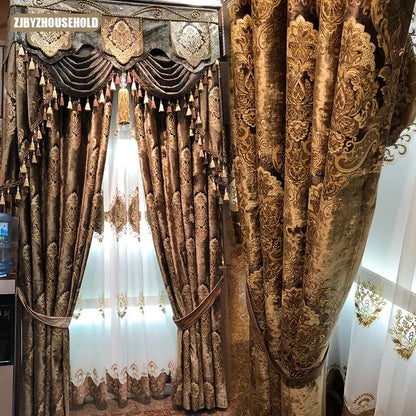 European Palace Luxury Curtains - Velvet Drapes for High Windows