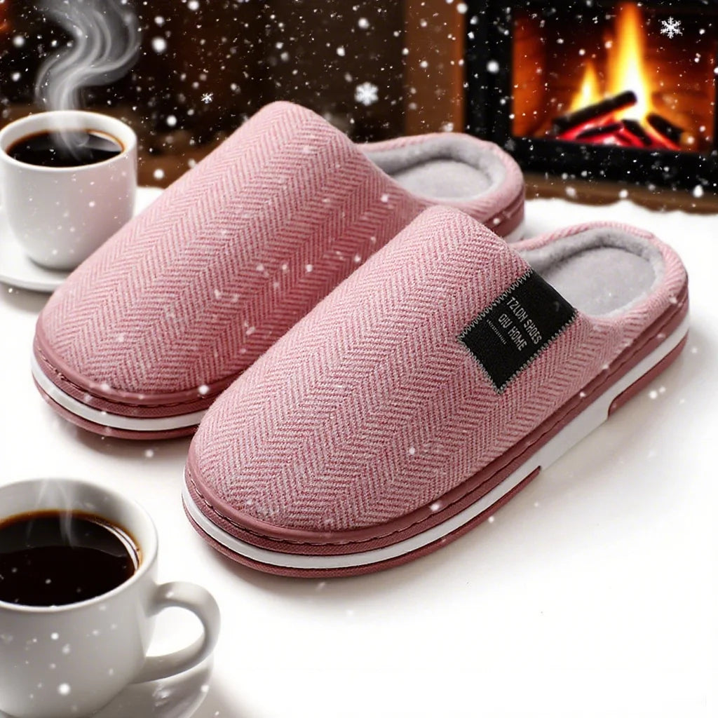 Men's Winter Warm Cotton Slippers - Couples Flats Non-Slip Indoor Slides (Large Size 40-51)
