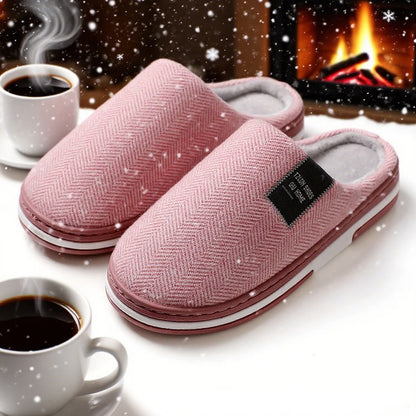Men's Winter Warm Cotton Slippers - Couples Flats Non-Slip Indoor Slides (Large Size 40-51)