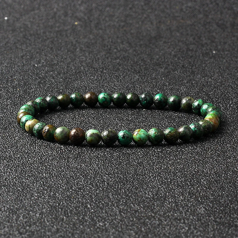 4mm Natural Stone Agate & Lava Stretch Bracelet – Handmade Tiny Bead Bangle for Men & Women