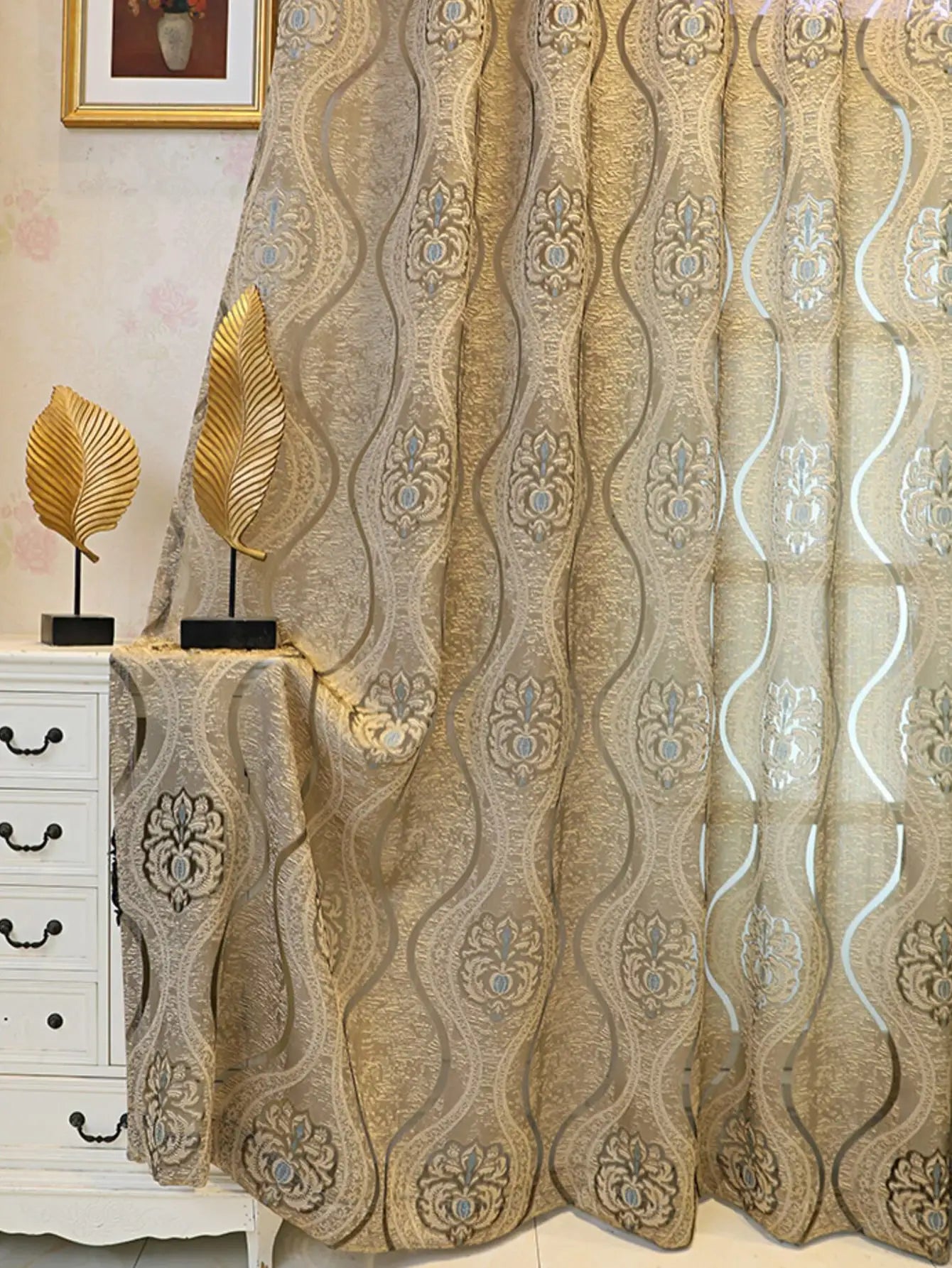 European Perforated Wave Curtains - Blackout Decorative Drapes for Living Room & Bedroom - Shello's Creative Boutique