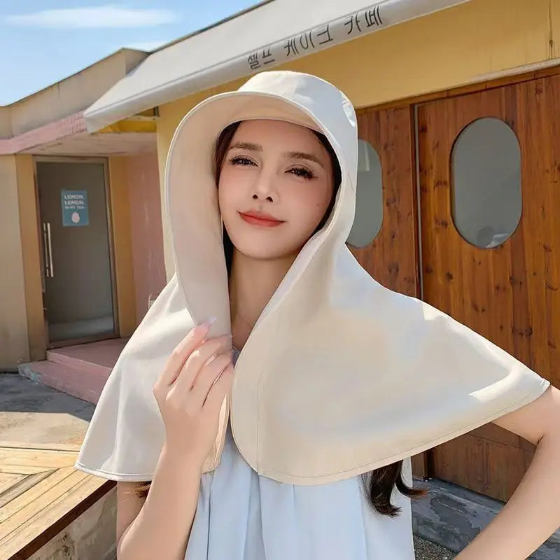 Women's UV Protection Sun Hat with Parasol – Neck Guard Fishing Hat for Outdoor Summer