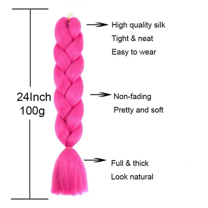 24 Inch Jumbo Braiding Hair - Rainbow Ombre Synthetic Extensions - Shello's Creative Boutique
