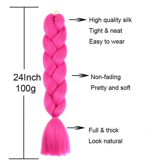 24 Inch Jumbo Braiding Hair - Rainbow Ombre Synthetic Extensions - Shello's Creative Boutique