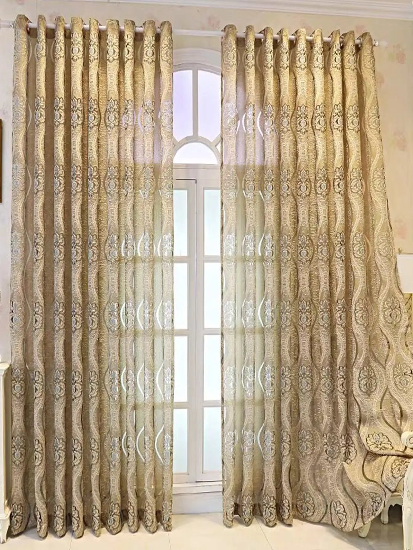 European Perforated Wave Curtains - Blackout Decorative Drapes for Living Room & Bedroom - Shello's Creative Boutique