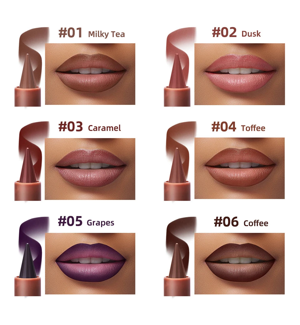 Lakerain Lip Liner Matte Black Brown Velvet Lipstick Waterproof Non Sticky Contouring Tint Lipliner Crayon Lip Makeup - Shello's Creative Boutique