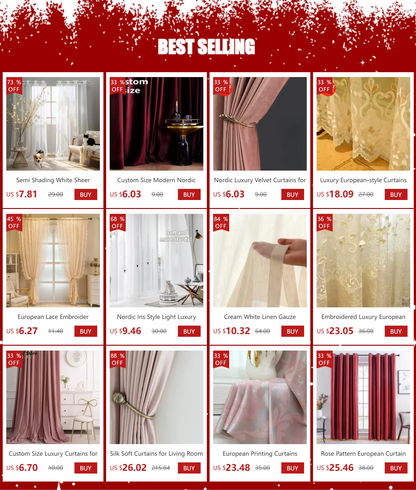 Modern High-End Curtains - Thickened High-Precision Blackout Drapes for Living Room & Bedroom - Shello's Creative Boutique