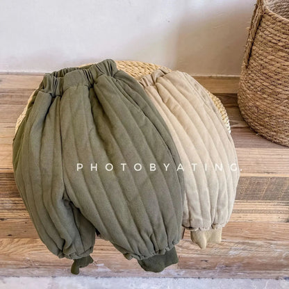 Winter Cotton-Padded Kids Harem Trousers – Unisex Full-Length Thermal Pants (Ages 2–7) - Shello's Creative Boutique