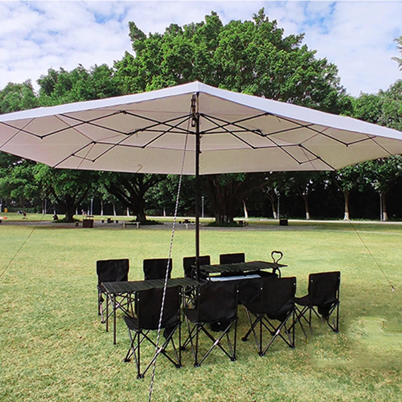 Foldable Metal Wagon Parasol — Outdoor Beach Pool Garden Shade Umbrella with Heat Insulation