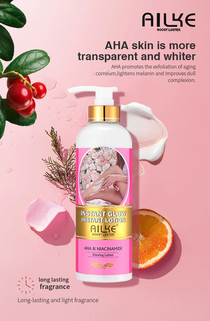 AILKE Women Skin Glowing Body Lotion, Moisturizing, Brightening, Nourishing, Smoothing Skin Cream, With Niacinamide - Shello's Creative Boutique