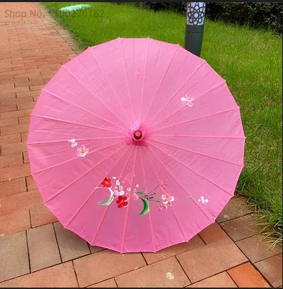 70cm Chinese Fabric Parasol — Traditional Bamboo Dance Umbrella for Weddings & Props