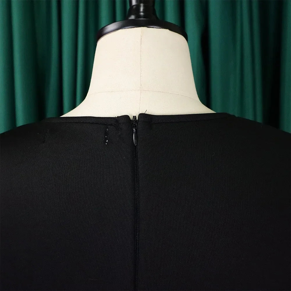Elegant Pleated A-Line Dress - High Waist Mid-Calf Dress - Shello's Creative Boutique