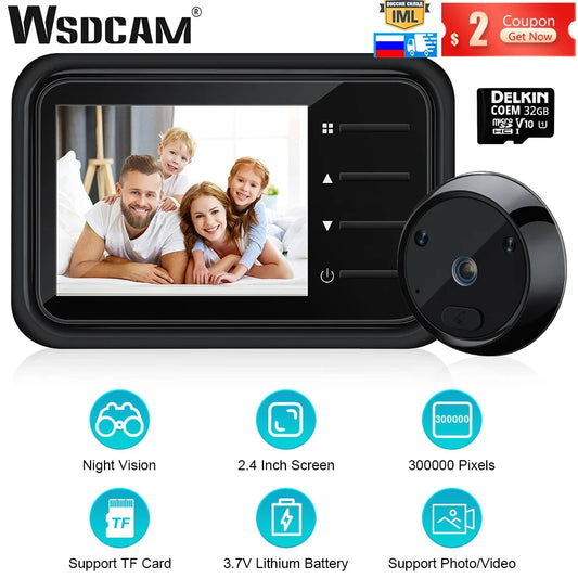 2.4 Inch LCD Door Peephole Camera with IR Night Vision & Video Recording