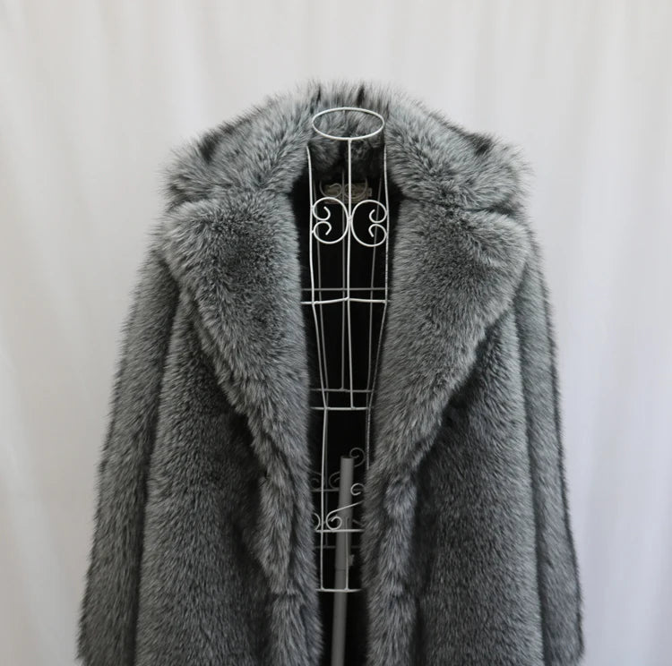 Men's Faux Fur Long Coat - Winter Trench Coat Plus Size