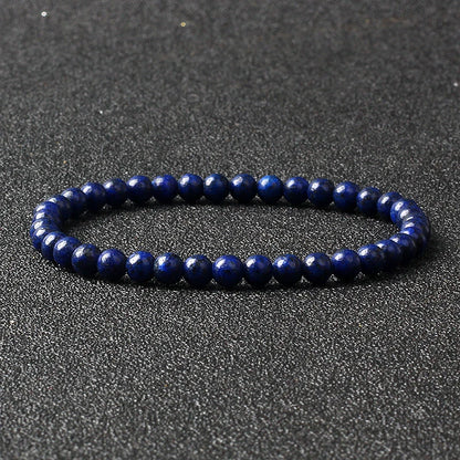 4mm Natural Stone Agate & Lava Stretch Bracelet – Handmade Tiny Bead Bangle for Men & Women