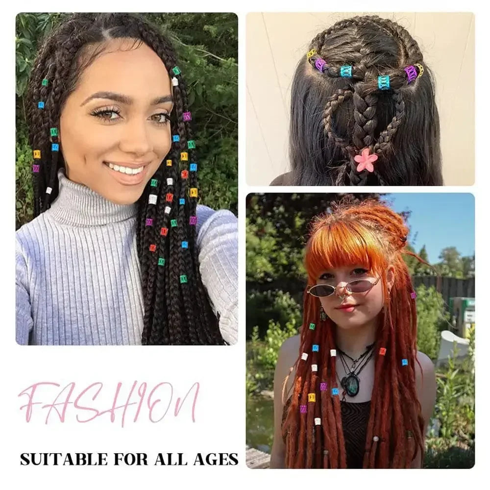 100/500pcs Gold Silver Dreadlock Hair Rings Adjustable Cuff Clip Hair Braids Dirty Braids Beads Hairpin Jewelry Hair Accessories - Shello's Creative Boutique