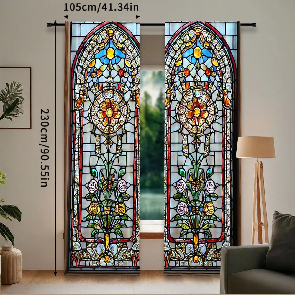 European Gothic Floral Curtains - 2 Panel Set for Bedroom & Living Room