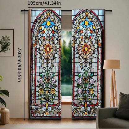 European Gothic Floral Curtains - 2 Panel Set for Bedroom & Living Room