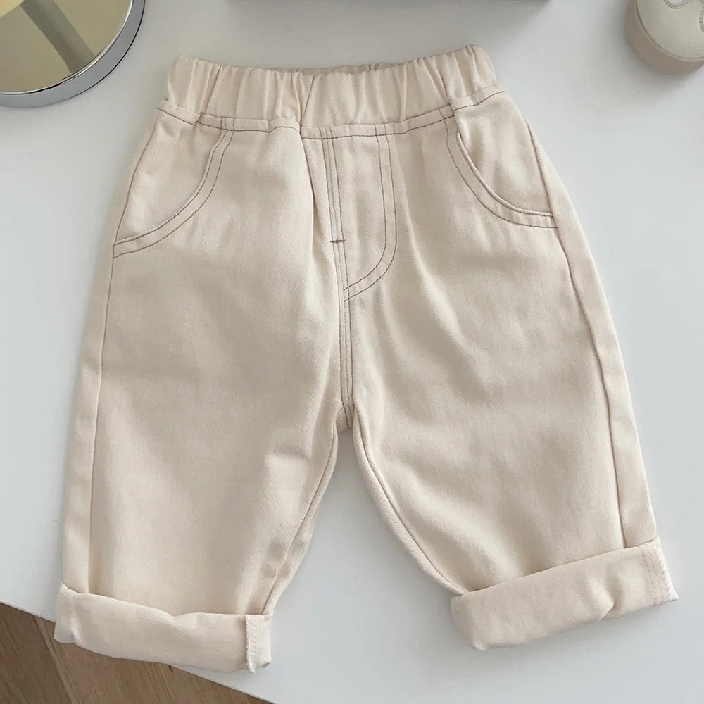 Amya Baby Boys' Vintage School Pants – Toddler Solid Color Elastic Waist Jeans (Ages 7M–6Y) Shello's Creative Boutique