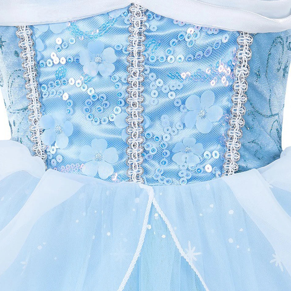 DreamParty Girls' Cinderella Princess Dress – Tiered Cosplay Costume with Accessories Shello's Creative Boutique