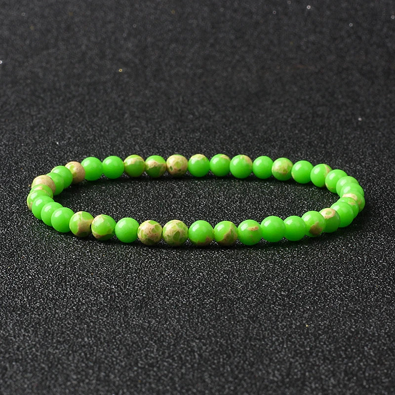 4mm Natural Stone Agate & Lava Stretch Bracelet – Handmade Tiny Bead Bangle for Men & Women