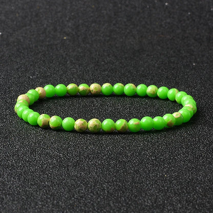 4mm Natural Stone Agate & Lava Stretch Bracelet – Handmade Tiny Bead Bangle for Men & Women