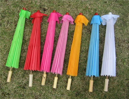 70cm Chinese Fabric Parasol — Traditional Bamboo Dance Umbrella for Weddings & Props