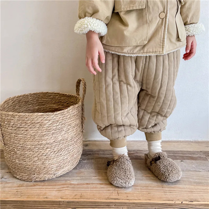 Winter Cotton-Padded Kids Harem Trousers – Unisex Full-Length Thermal Pants (Ages 2–7) Shello's Creative Boutique