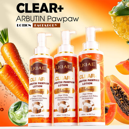 LKIAE Clear Arbutin Pawpaw Whitening Body Lotion, Moisturizing Cream, Improve Rough Skin, Remove Dark Spots, Melanin - Shello's Creative Boutique