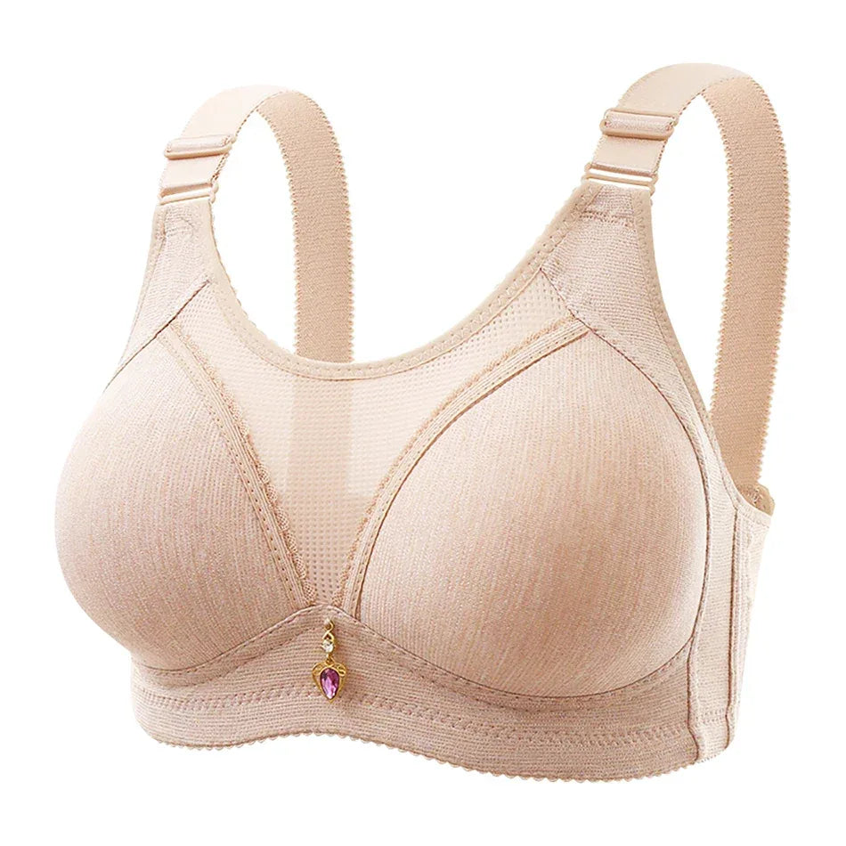 Comfortable Non-Slip Push-Up Sports Bra for Women – Seamless Wire-Free Lingerie with Wide Shoulder Straps & Chest Pad (Sizes 36–100BC) - Shello's Creative Boutique