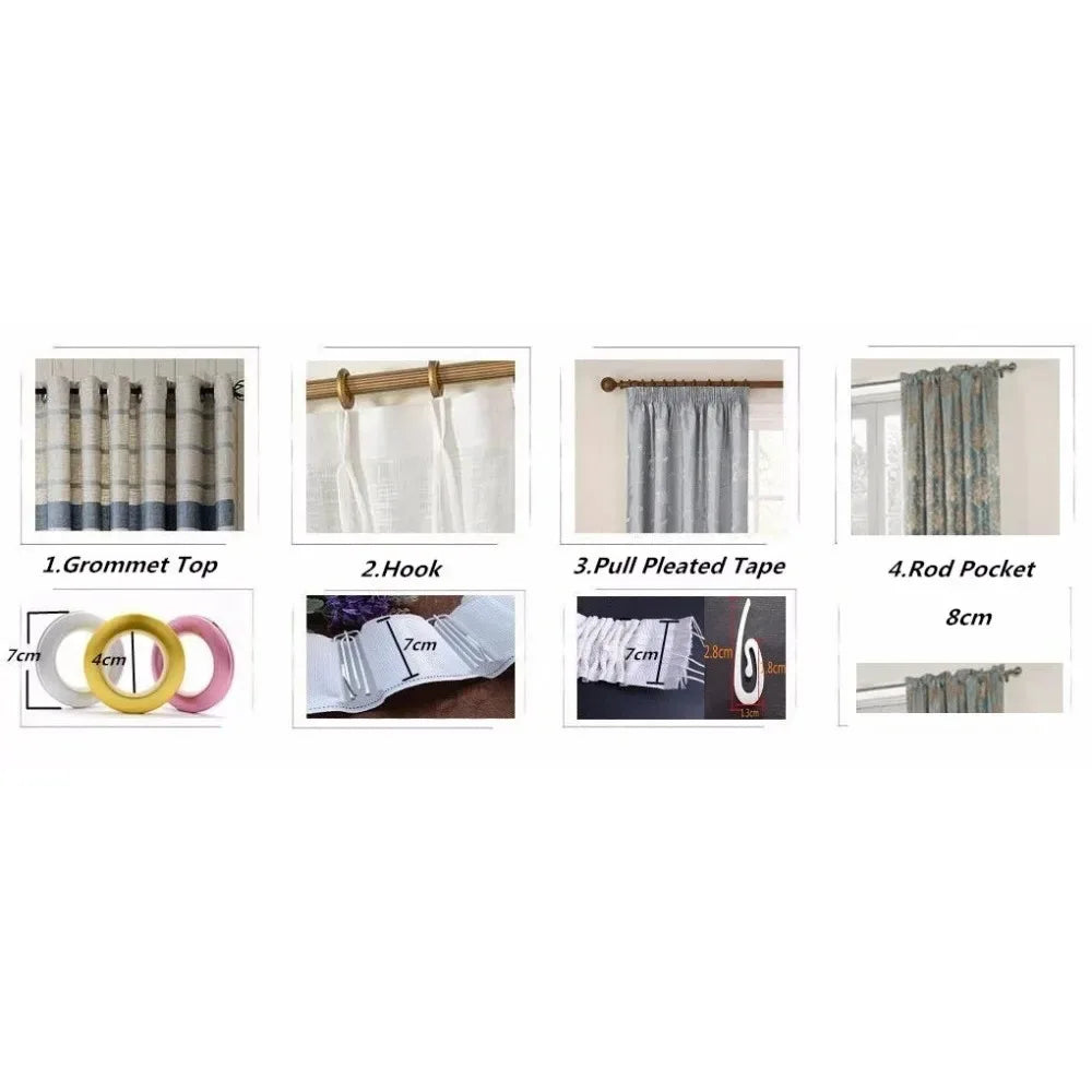 Nordic Minimalist Curtains - Blue & White Cotton Linen Window Screens - Shello's Creative Boutique
