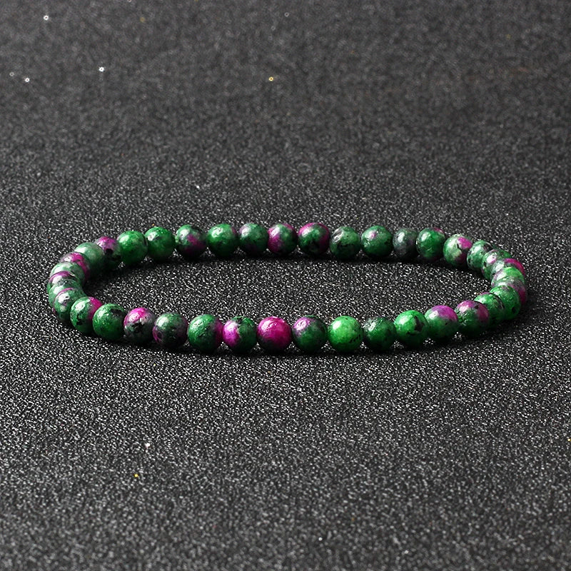 4mm Natural Stone Agate & Lava Stretch Bracelet – Handmade Tiny Bead Bangle for Men & Women