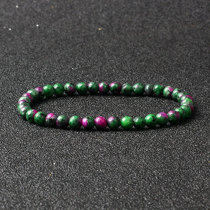 4mm Natural Stone Agate & Lava Stretch Bracelet – Handmade Tiny Bead Bangle for Men & Women