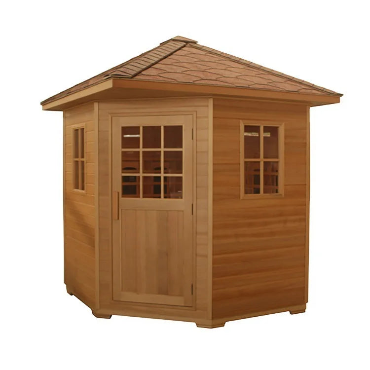 4-Person Far Infrared Outdoor Sauna Cabin – Canadian Hemlock, 4200W with CD/MP3 & Oxygen Ioniser