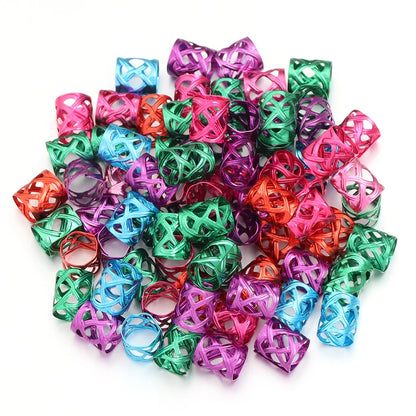100Pcs/lot Dreadlock Hair Rings Metal Hollow Tube Dirty Dread Braids Adjustable for Cuffs Clip Hair Accessories Styling Tools - Shello's Creative Boutique