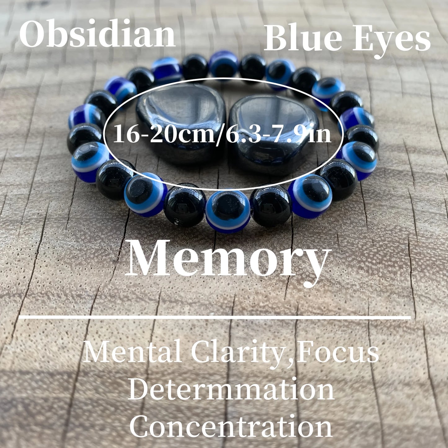 Evil Eye & Obsidian Protection Bracelet – Blue Evil Eye Stretch Bracelet