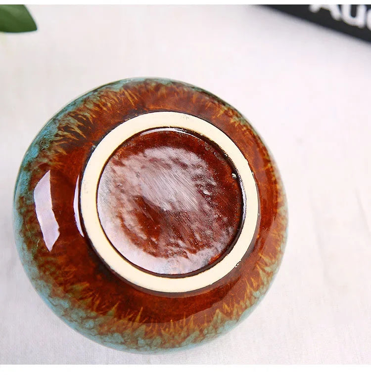 European Ceramic Ashtray with Lid – Kiln Glaze Retro Desktop Ash Tray