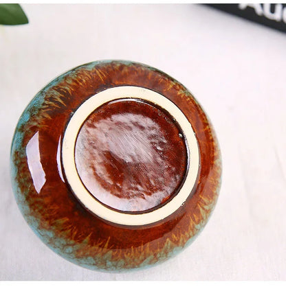 European Ceramic Ashtray with Lid – Kiln Glaze Retro Desktop Ash Tray