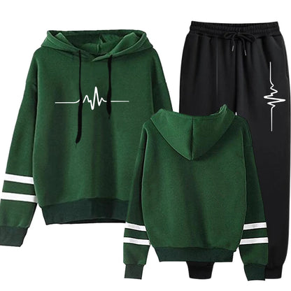 Women's Sports Suit 2025 — Stripe Hoodie Two-Piece Set