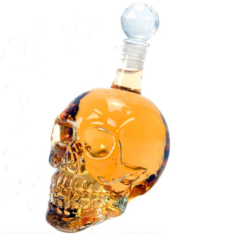 Skull Head Crystal Decanter & Glass Set – Gothic Bar Whisky Vodka Wine Spirits