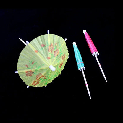 50pcs Mini Cocktail Umbrella Picks — Paper Parasol Party Sticks for Drinks & Cakes