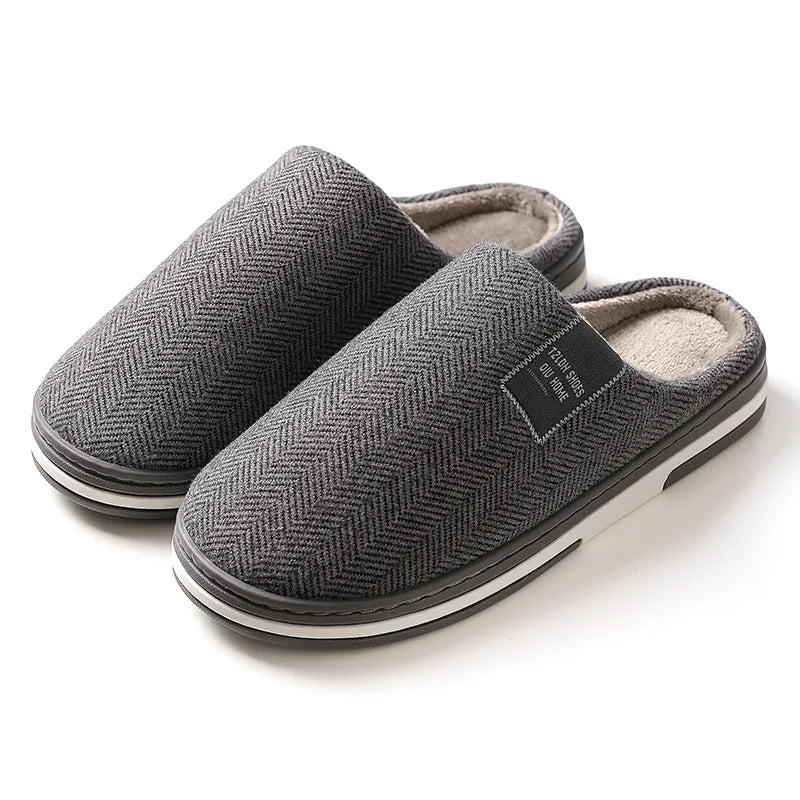 Men's Winter Warm Cotton Slippers - Couples Flats Non-Slip Indoor Slides (Large Size 40-51)