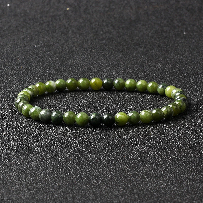 4mm Natural Stone Agate & Lava Stretch Bracelet – Handmade Tiny Bead Bangle for Men & Women
